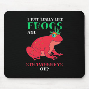 Ich mag einfach nur Frösche und Erdbeere Mousepad