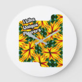 Ich mag einzigartige Blume Große Wanduhr (Vorderseite)