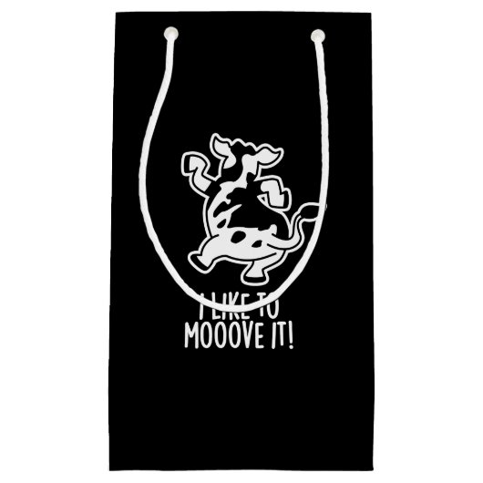 Ich mag es, es lustige Kuh pun dunkel BG Kleine Geschenktüte (Vorderseite)