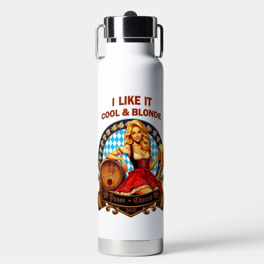 Ich mag es kühl und blond - bayerische Volksfeste Trinkflasche (Vorderseite)