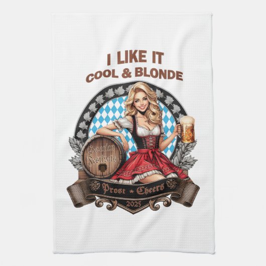 Ich mag es kühl und blond - Volksfest Kirchweih Geschirrtuch (Vertikal)
