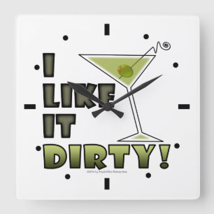 ICH MAG ES SCHWER! Dirty Martini Cocktail Spaß Quadratische Wanduhr