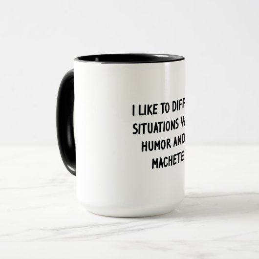 Ich mag es, Situationen zu diffundieren Tasse (Vorderseite Links)