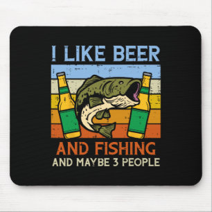 Ich mag Fischen und 3 Leute Retro-Fischer Angler Mousepad