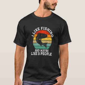 Ich mag Fischen und vielleicht 3 Leute Retro T-Shirt