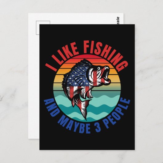 ICH MAG FISCHEN UND VIELLEICHT 3 PERSONEN POSTKARTE (Vorne/Hinten)