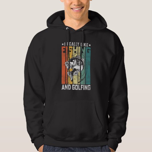 Ich mag Fischfang und Golf Hoodie (Vorderseite)