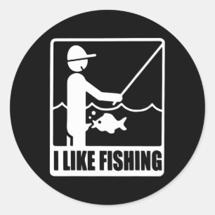 Ich mag Fishing Vathers Day Funny Fisherman Vater  Runder Aufkleber