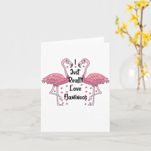 Ich mag Flamingos, die friedliche Liebe Flamingos Karte (Gelbe Blume)