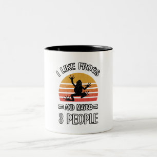 Ich mag Frösche und vielleicht 3 Leute   Bestes Fr Zweifarbige Tasse