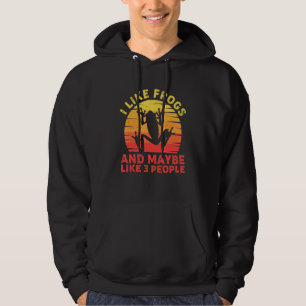 Ich mag Frösche und vielleicht 3 Leute Retro Frosc Hoodie
