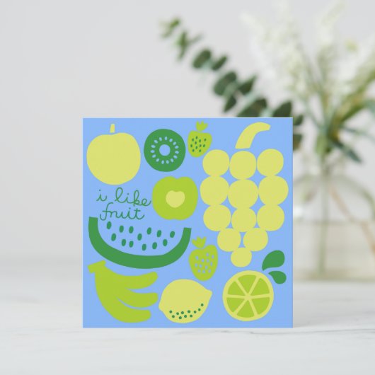 ICH MAG FRUIT FRUIT Flatnote Card Dankeskarte (Stehend Vorderseite)