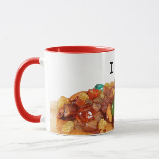 Ich mag Fruitcake Kaffeekochen Tasse (Links)