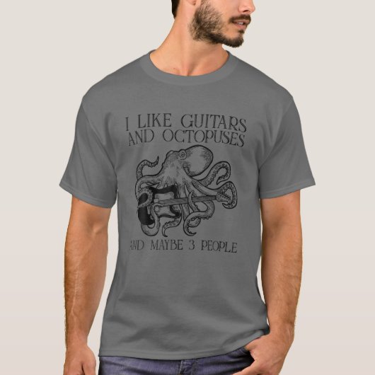 Ich mag Gitarren und Oktopoden und vielleicht 3 Le T-Shirt (Vorderseite)