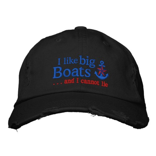 Ich mag große Boote humorvollen roten Bestickte Baseballkappe (Vorderseite)