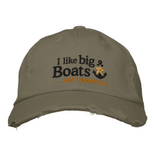 Ich mag große Boote Nautical Star Anchor Bestickte Baseballkappe