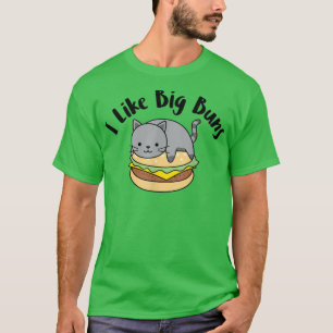Ich mag große Brötchen Lustiges Katzen-Hamburger-D T-Shirt