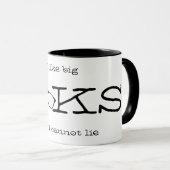 "Ich mag große BÜCHER und ich kann nicht liegen" Tasse (VorderseiteRechts)