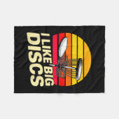 Ich mag große Discs Lustiger Retro-Disc-Golf-Spiel Fleecedecke (Vorderseite (Horizontal))