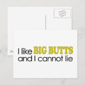 Ich mag große Hintern Postkarte (Vorne/Hinten)