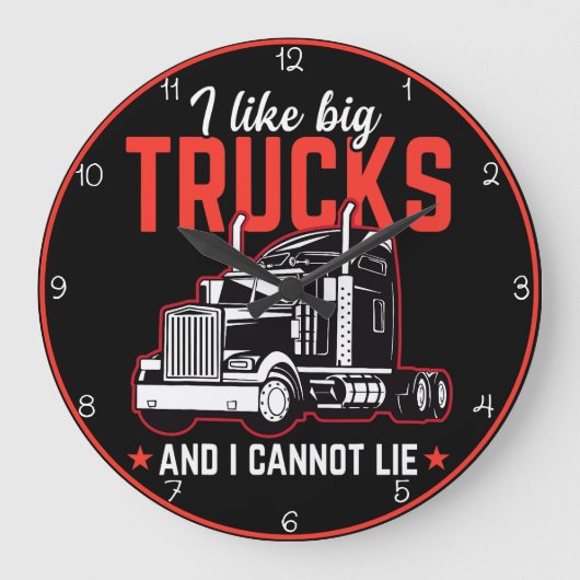 Ich mag große LKW" Humorvoll Große Wanduhr (Vorderseite)