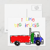 Ich mag große LKW Postkarte (Vorne/Hinten)