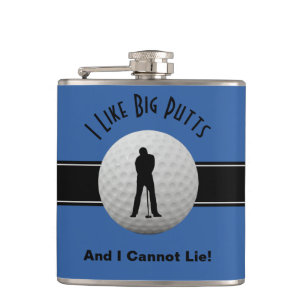 Ich mag große Putts Golf Zitat Humor Lustig Blau S Flachmann