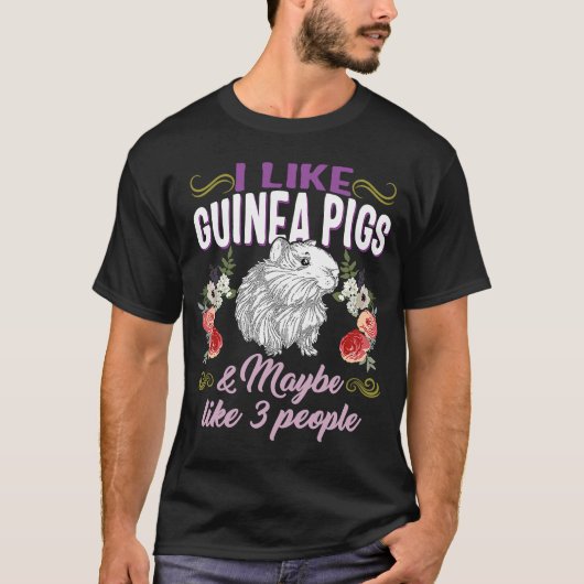 Ich mag Guinea Schweine vielleicht wie 3 Leute Tie T-Shirt (Vorderseite)