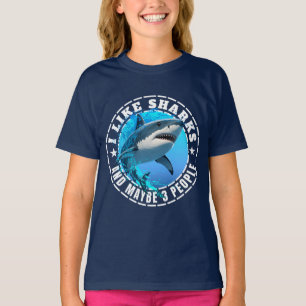 Ich mag Haie und vielleicht 3 Leute T-Shirt