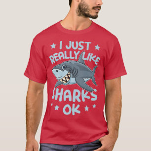 Ich mag Haifische Ok Shark Lover Marine Bi T-Shirt