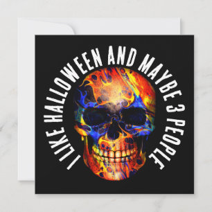 ICH MAG HALLOWEEN UND VIELLEICHT 3 PERSONEN BUNTE  EINLADUNG