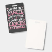 Ich mag hier oder da keinen Krebs Ausweis (Vorder- & Rückseite)