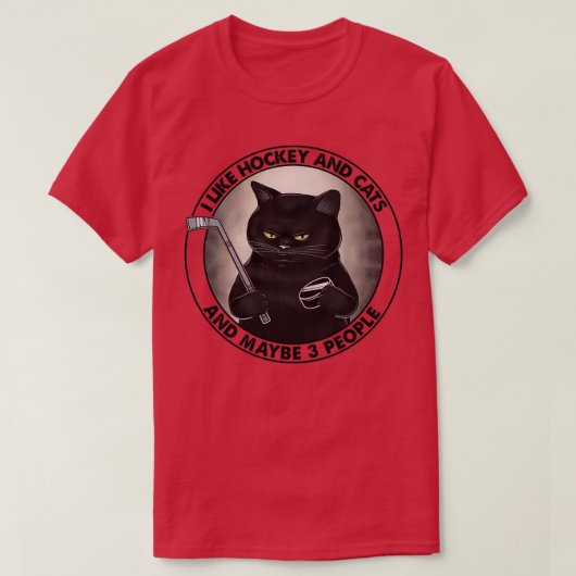 Ich mag Hockey und Cat und vielleicht 3 Leute Gesc T-Shirt (Design vorne)
