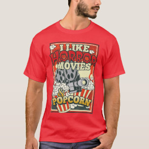Ich mag Horrorfilme Popcorn Vintage Freund T-Shirt