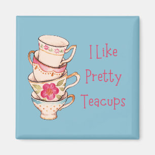 Ich mag Hübsche Teacups Blue Kühlschrankmagnet