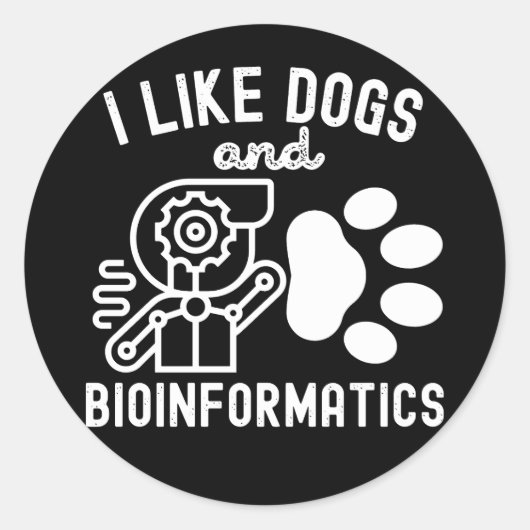 Ich mag Hunde und Bioinformatik Runder Aufkleber (Vorderseite)