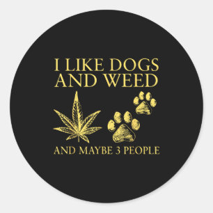 Ich mag Hunde und Gras und vielleicht 3 Leute Humo Runder Aufkleber