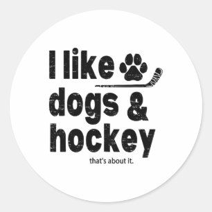 Ich mag Hunde und Hockey, das ist alles Lustiges H Runder Aufkleber
