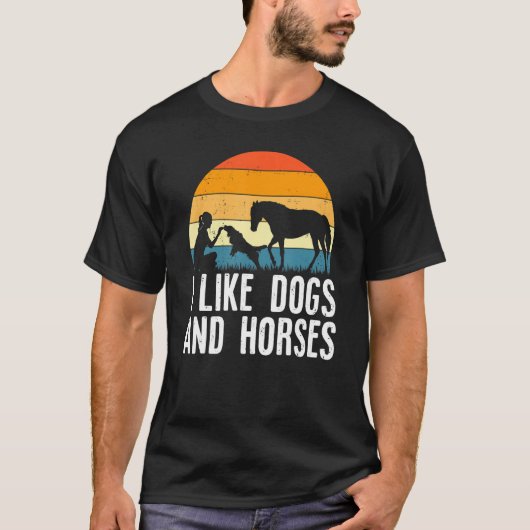 Ich mag Hunde und Pferde Reittochter Retro Vinta T-Shirt (Vorderseite)