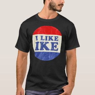 Ich mag Ike Political Button Vintage abgenutzt T-Shirt