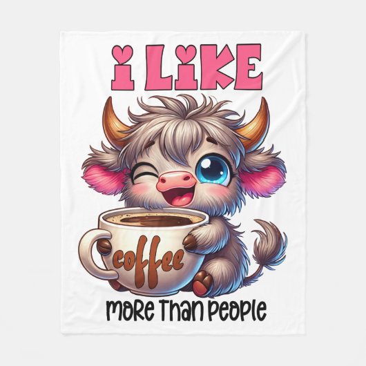 Ich mag Kaffee mehr als Menschen Fleecedecke (Vorderseite)
