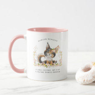 Ich mag Kaffee, mein Katzen und 3 Personen   Monog Tasse