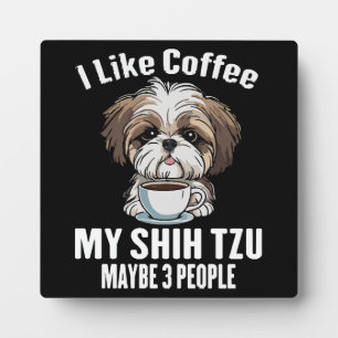 Ich mag Kaffee mein schicker Tzu und vielleicht 3  Fotoplatte