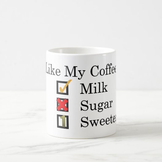 Ich mag... Kaffee mit Milch & 1 Süßstoff Kaffee M Kaffeetasse (Mittel)
