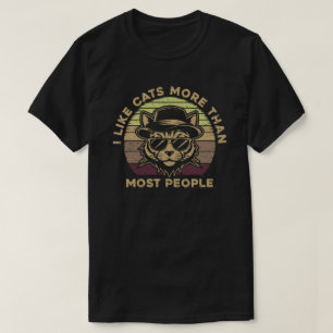 Ich mag Katzen mehr als die meisten Menschen Retro T-Shirt