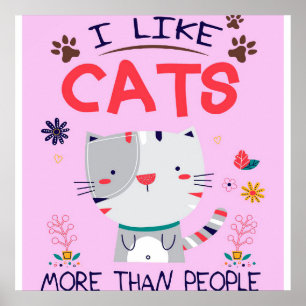 Ich mag Katzen mehr als Geschenke, Niedliche Gesch Poster