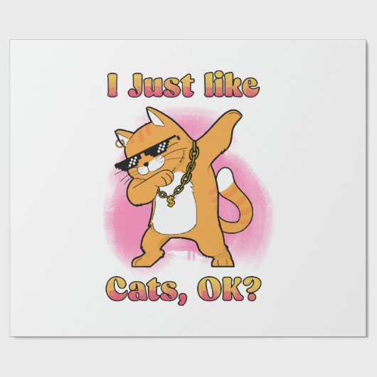 Ich mag Katzen, ok, Dabbing Katze Geschenkpapier (Flach)