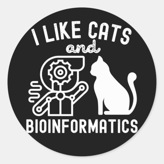 Ich mag Katzen und Bioinformatik Runder Aufkleber (Vorderseite)