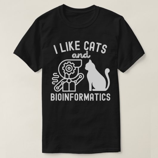Ich mag Katzen und Bioinformatik T-Shirt (Design vorne)