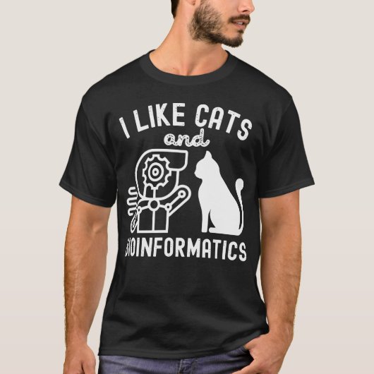 Ich mag Katzen und Bioinformatik T-Shirt (Vorderseite)